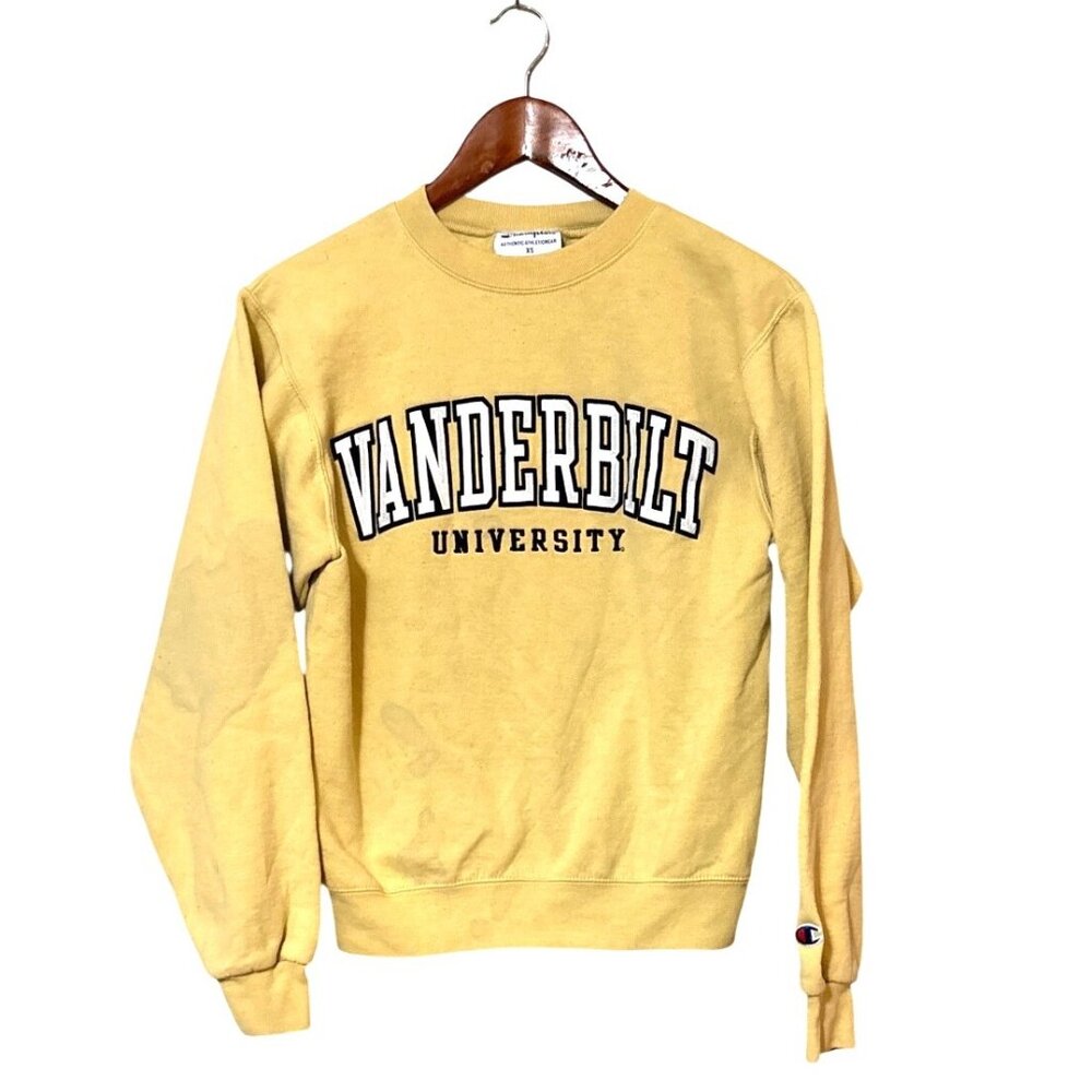 Vintage Champion Vanderbilt University Crewneck Sweatshirt Xs Yellow Collegiate